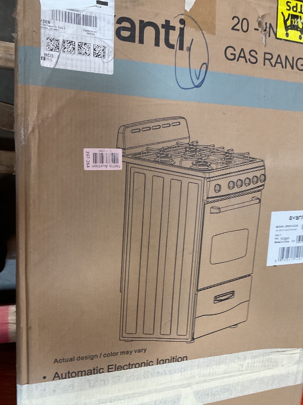 Photo 1 of **DIRT. SCRAPE DAMAGE**Avanti GR2013CSS Gas Range Oven Compact Freestanding Design, 4 Sealed Burners with Electronic Ignition, 2.1 Cu.Ft. Capacity Features Storage Drawer Broiler and Accessories, 20-Inch, Black