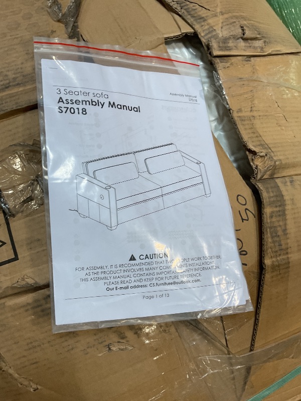 Photo 1 of **SELLING FOR PARTS AS PARTIAL SET. BOX B OF SET**KISLOT 89" Sofa Couch for Living Room Faux Leather Upholstered Couch with Deep Seats and Wide Armrests 3 Seater Comfy Sofa with Cup Holders, USB & Type-C Ports, Spring Cushion, Solid Wood Frame Brown