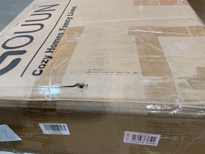 Photo 1 of **SCRAPES FROM TRANSPORT **LCRBOL TV Stand for Living Room, Mid Century Modern Entertainment Center for 55/60 inch TVs, TV Console with Fluted Door Cabinets and Open Shelves, for Bedroom, Walnut