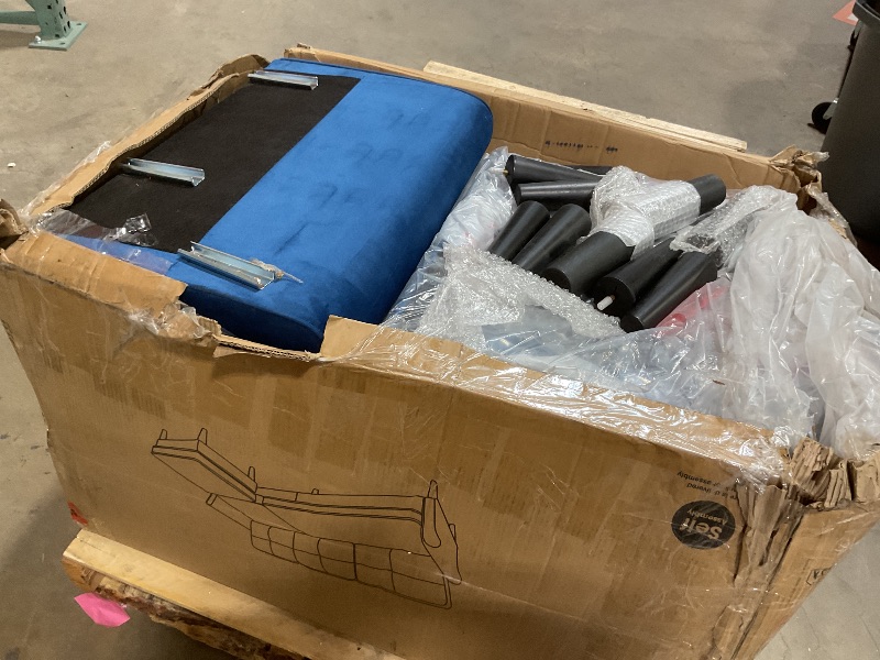 Photo 1 of ***MISSING CHAISE CUSHION (LARGEST CUSHION) *** Welzona Sectional Couches for Living Room, 83" Velvet Modern 3 Seater Sofa, L Shaped Couch with Ottoman, Small Sectional Couch Sofas for Living Room, Bedroom, Apartment, Office, Blue Sofa