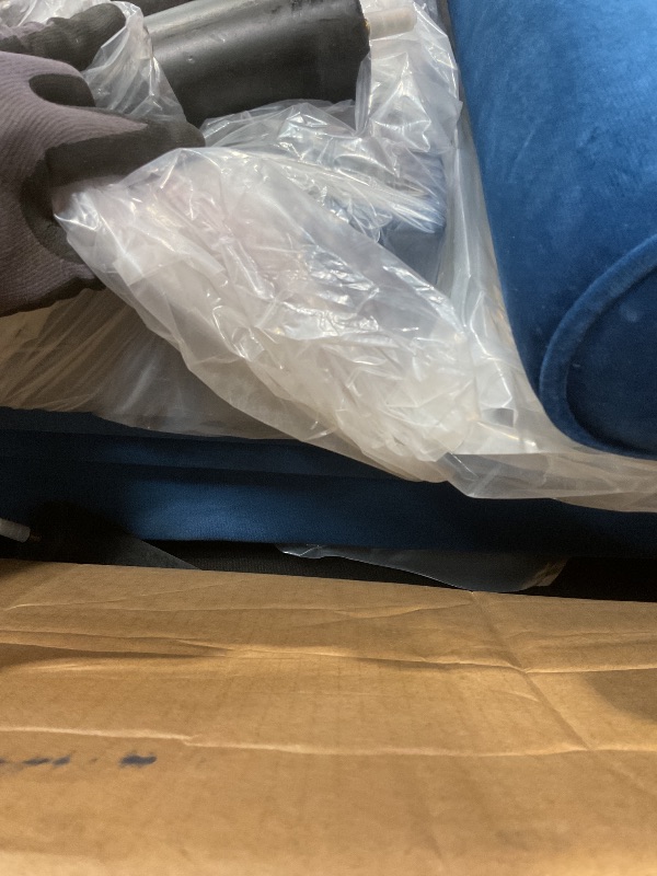 Photo 1 of ***MISSING CHAISE CUSHION (LARGEST CUSHION) *** Welzona Sectional Couches for Living Room, 83" Velvet Modern 3 Seater Sofa, L Shaped Couch with Ottoman, Small Sectional Couch Sofas for Living Room, Bedroom, Apartment, Office, Blue Sofa