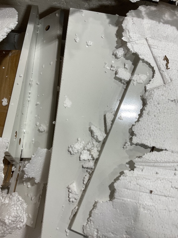 Photo 1 of **MINOR BEND DAMAGE ON SMALL PIECE.  Drawer Vanity Dresser Combo with Extendable Table & L-Shaped Desk, White MDF Large Dresser for Bedroom, Adjustable Makeup Dressing Table with Wide Storage, Desk and Vanity Combo for Small Spaces