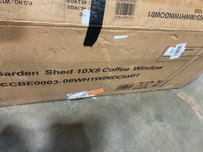 Photo 1 of ***PARTIAL SET*** Ball & Cast 10x8 FT Sheds & Outdoor Storage,Metal Garden Shed with Window,Waterproof Cabinet Foldable House W/Lockable Doors and Roofs,for Storing Bicycles,Lawnmowers,Barbeques,White+Coffee