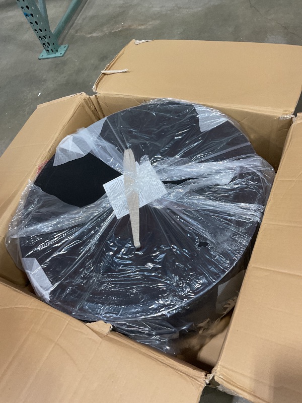 Photo 1 of **MISSING THE LEGS**INSPIRED by Bassett OSP Home Furnishings Augusta Round Storage Ottoman with Decorative Nailheads and Flip Over Lid with Serving Tray Surface, Espresso Faux Leather