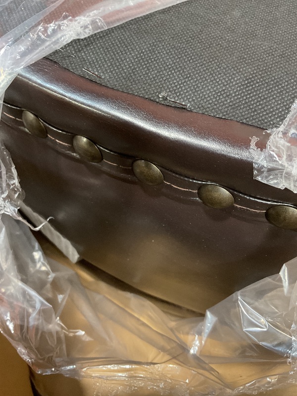 Photo 1 of **MISSING THE LEGS**INSPIRED by Bassett OSP Home Furnishings Augusta Round Storage Ottoman with Decorative Nailheads and Flip Over Lid with Serving Tray Surface, Espresso Faux Leather