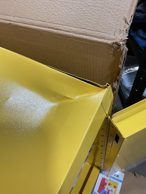 Photo 1 of **MAJOR DENTS. SELLING AS METAL CABINET**INTSUPERMAI Cabinet, 23.23'' L ×18.11'' W×35.04'' H, Yellow, Single Door, Adjustable Shelf,