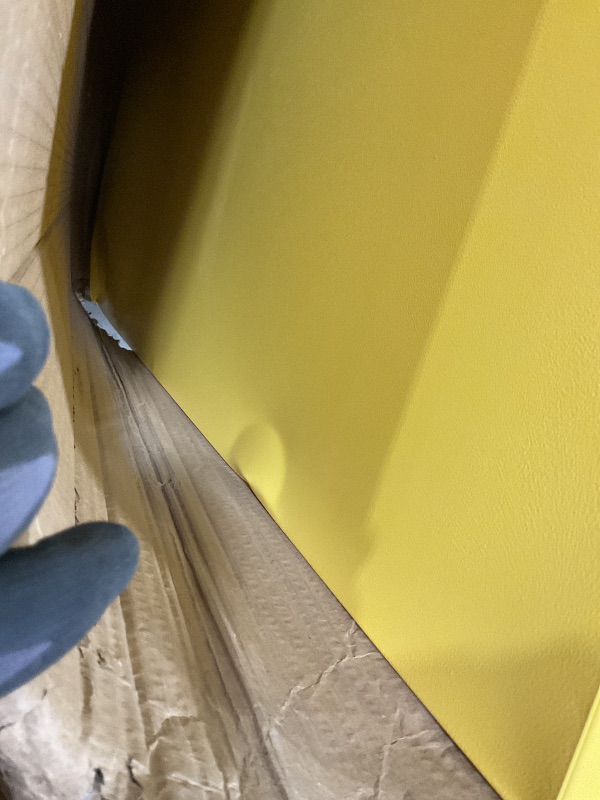 Photo 1 of **MAJOR DENTS. SELLING AS METAL CABINET**INTSUPERMAI Cabinet, 23.23'' L ×18.11'' W×35.04'' H, Yellow, Single Door, Adjustable Shelf,