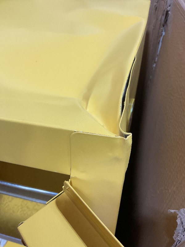 Photo 1 of **MAJOR DENTS. SELLING AS METAL CABINET**INTSUPERMAI Cabinet, 23.23'' L ×18.11'' W×35.04'' H, Yellow, Single Door, Adjustable Shelf,