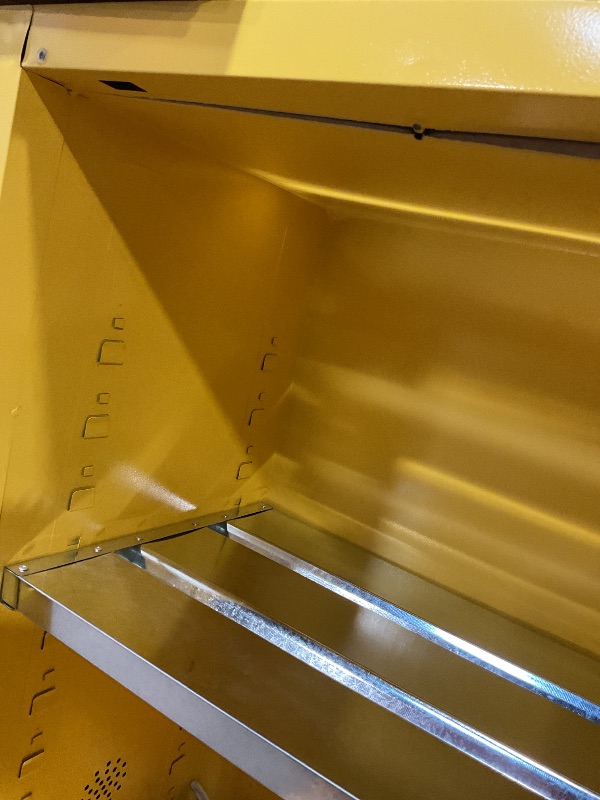 Photo 1 of **MAJOR DENTS. SELLING AS METAL CABINET**INTSUPERMAI Cabinet, 23.23'' L ×18.11'' W×35.04'' H, Yellow, Single Door, Adjustable Shelf,