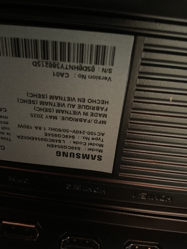 Photo 1 of ***FOR PARTS ONLY/NON-FUNCTIONAL DISPLAY*** SAMSUNG 49” Odyssey G9 Series DQHD 1000R Curved Gaming Monitor, 1ms(GtG), VESA DisplayHDR 1000, 240Hz, AMD FreeSync Premium Pro, Height Adjustable Stand, Ultrawide Screen, LS49CG954ENXZA, 2024