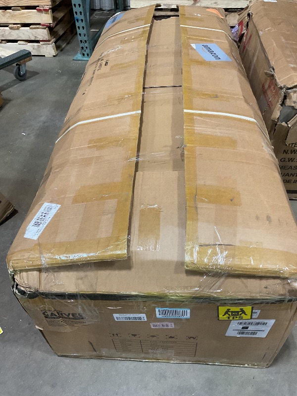 Photo 1 of **MISSING HARDWARE **GarveeHome 81 in Leather Couch for Living Room, Modern Sofa Couch with Deep Seat and 2 Pillows, Handmade Button Tufted 3 Seater Sofa, Leather Sofa for Apartment, Office, Dark Brown