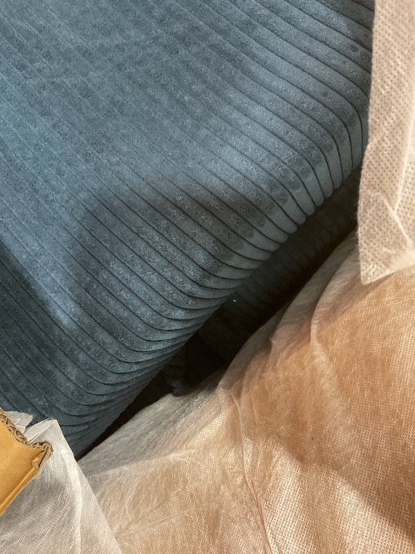 Photo 1 of **SELLING FOR PARTS AS PARTIAL SET. ONE BOX OF THREE. BOX  B**HONBAY U Shaped Couch with Storage, Corduroy Sectional Couches for Living Room, Modular Sectional Sofa, Blue