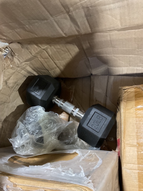 Photo 1 of **PARTIAL SET/MISSING RACK PIECES**Fitvids Rubber Coated Hex Dumbbell Weight Set and Storage Rack, 100LB Set or 150LB Set, 5-20 lbs Pairs or 5-25 lbs Pairs
