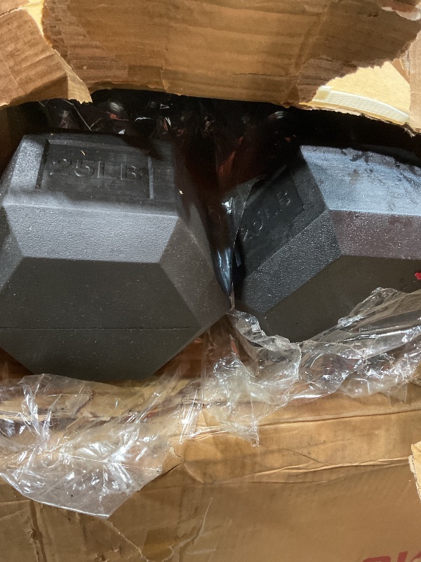 Photo 1 of **WET DAMAGE**BalanceFrom Rubber Hex Dumbbells, 25lb Pair, Black