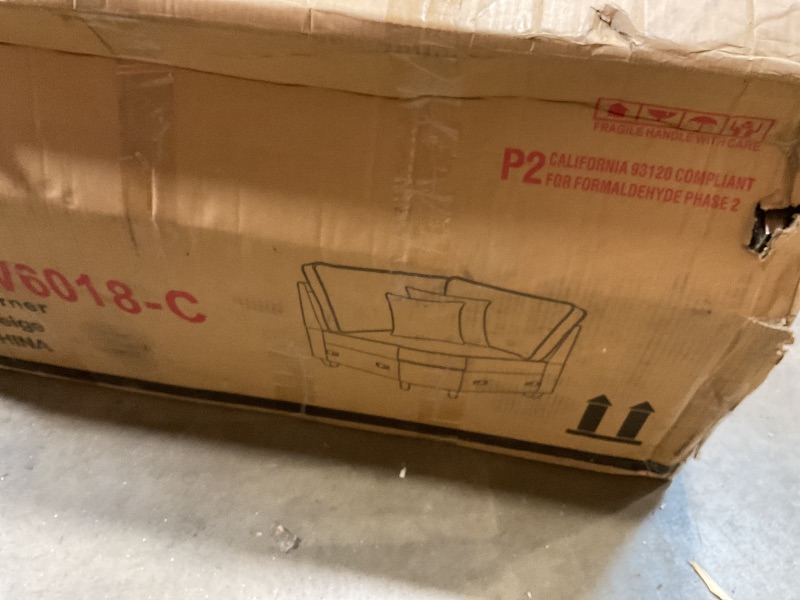 Photo 1 of **SELLING FOR PARTS AS PARTIAL SET. BOX C OF SET. Ball & Cast 127" L-Shaped Sectional Couch with Movable Ottoman&6 Throw Pillow,7 Seat Chenille Upholstered Sofa W/2 Cup Holder,USB Port&Hidden Storage Box,DIY Combination,for Livingroom,Apartment,Beige