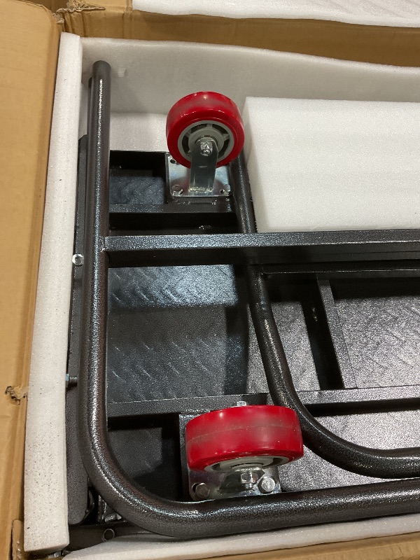 Photo 1 of **MISSING HARDWARE FOR ONE WHEEL**2IN1 Heavy Duty Panel Truck Cart,42" x 24" Flatbed Cart w/1Front&2 Side Handrails,2200 lbs Capacity Drywall Cart&Lumber Cart, Platform Truck w/2 Swivel Casters, All-Steel Hand Truck,Push Cart