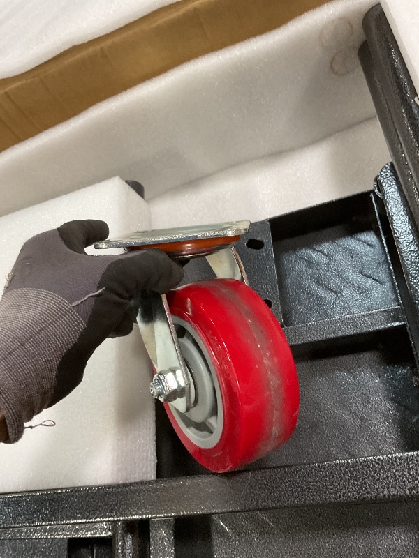 Photo 1 of **MISSING HARDWARE FOR ONE WHEEL**2IN1 Heavy Duty Panel Truck Cart,42" x 24" Flatbed Cart w/1Front&2 Side Handrails,2200 lbs Capacity Drywall Cart&Lumber Cart, Platform Truck w/2 Swivel Casters, All-Steel Hand Truck,Push Cart