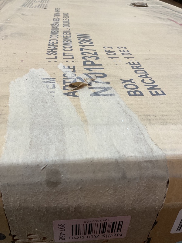 Photo 1 of **SELLING FOR PARTS AS PARTIAL SET. ONE BOX OF TWO**Merax L-Shaped Combination Twin Bed Frame with Trundle,Drawer,Built-in Desk,3-in-1 Design for Bedroom