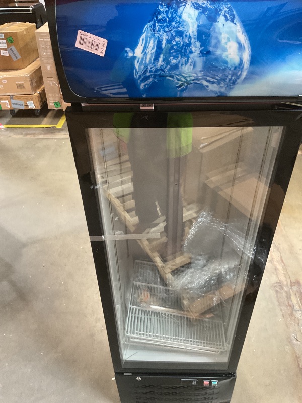 Photo 1 of **DAMAGE TO WHEEL AND BASE**Mojgar 14.8 Cu Ft Commercial Merchandiser Refrigerator for Beverage,Glass Door Upright Display Fridge with Front LED Light,Large Freestanding Business Cooler for Shop,Restaurant,Apartment,etc