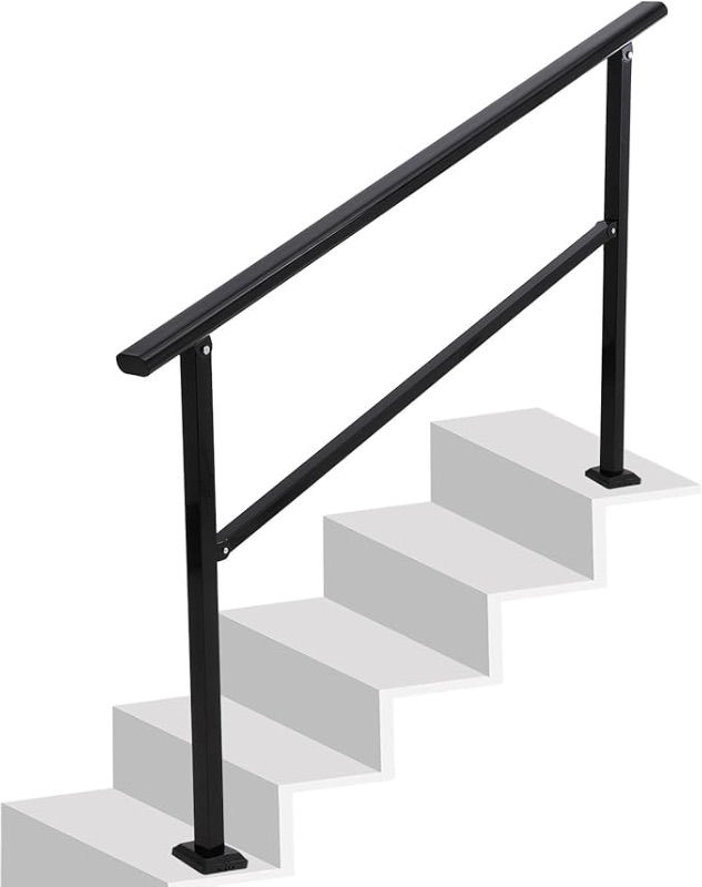 Photo 1 of **MISSING A POST**Garvee Outdoor Handrails Fits 1 to 5 Steps,Adjustable Height Stair Handrail 65"X 38",Integrated Design at Handrail,Staircase Handrail for Outdoor and Indoor Concrete, Porch, Mixed, Step,Brick Step