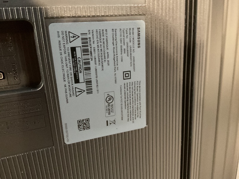 Photo 1 of *DAMAGED SPEAKERS* SAMSUNG 50-Inch Class Crystal UHD U8000F 4K Smart TV (2025 Model) Endless Free Content, Crystal Processor 4K, MetalStream Design, Knox Security, Alexa Built-in