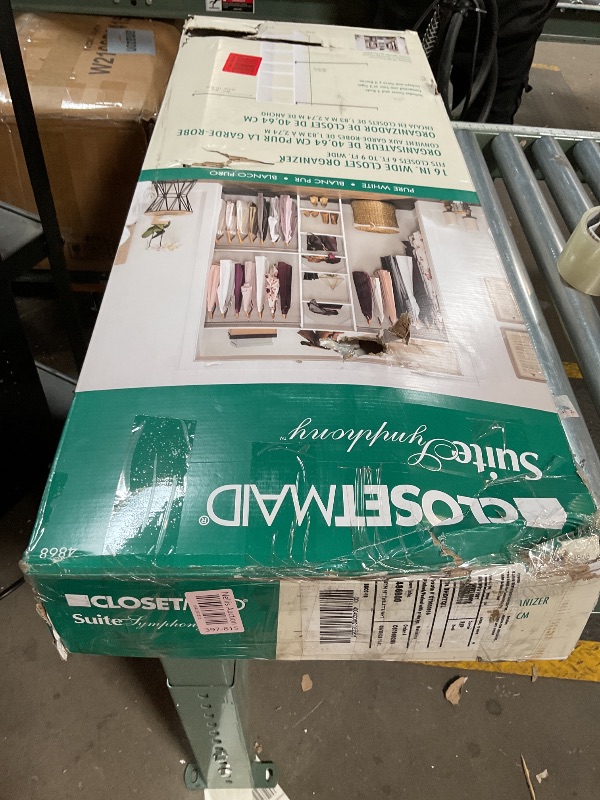 Photo 1 of **SELLING FOR PARTS**ClosetMaid SuiteSymphony Wood Closet Organizer Starter Kit with Tower and 3 Hang Rods, Shelves, Adjustable, Fits Spaces 4 – 9 ft. Wide, Engineered Wood, Pure White, 16"