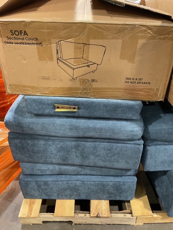 Photo 1 of 108" U Shaped Couch, Modular Sectional Sofa, 3-Seater Comfy Cloud Couch with Movable Ottoman, Deep Seat Couches for Living Room, Chenille, Navy
