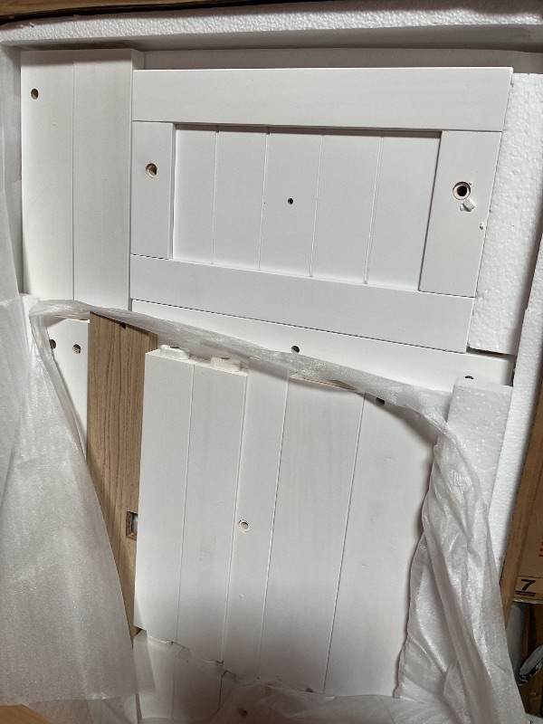 Photo 1 of **PARTIAL SET 1 OF 2 ** Ball & Cast Twin Size Loft Bed with Drawers and Cabinet,Wood Bedframe w/Ladder & U Shape Desk,Storage Shelves,Slat Support,Space Saving,Bedroom Furniture for Student Dorms,Studio,White