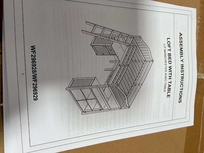 Photo 1 of **PARTIAL SET 1 OF 2 ** Ball & Cast Twin Size Loft Bed with Drawers and Cabinet,Wood Bedframe w/Ladder & U Shape Desk,Storage Shelves,Slat Support,Space Saving,Bedroom Furniture for Student Dorms,Studio,White