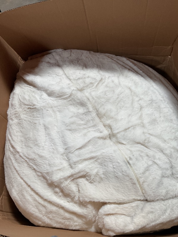 Photo 1 of Hobestluk 3 in 1 Bean Bag Chair Giant Bean Bag Chairs for Adults with Plush Faux Fur Cover Convertible Bean Bag Floor Cushion with Machine Washable Cover for Living Room (Plush White)