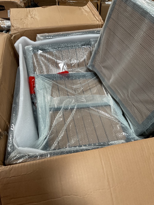 Photo 1 of ** POSSIBLE INCOMPLETE SET** Pamapic 8-Piece Patio Dining Set?Outdoor Aluminum Furniture Set with Plastic-Wood Table Top,Outdoor Furniture Set with 6 Outdoor Stackable Chairs for Patio Garden Poolside (Teak)