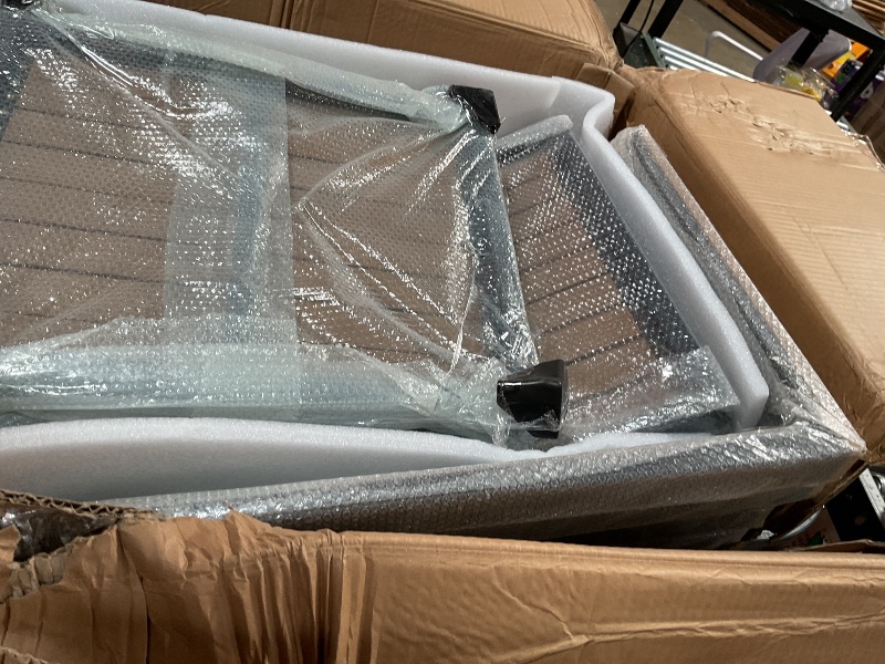 Photo 1 of ** POSSIBLE INCOMPLETE SET** Pamapic 8-Piece Patio Dining Set?Outdoor Aluminum Furniture Set with Plastic-Wood Table Top,Outdoor Furniture Set with 6 Outdoor Stackable Chairs for Patio Garden Poolside (Teak)