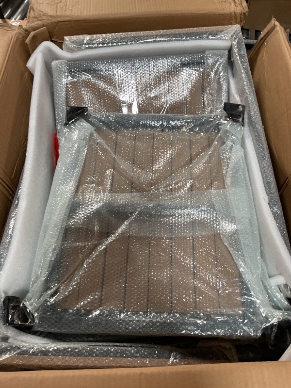 Photo 1 of ** POSSIBLE INCOMPLETE SET** Pamapic 8-Piece Patio Dining Set?Outdoor Aluminum Furniture Set with Plastic-Wood Table Top,Outdoor Furniture Set with 6 Outdoor Stackable Chairs for Patio Garden Poolside (Teak)