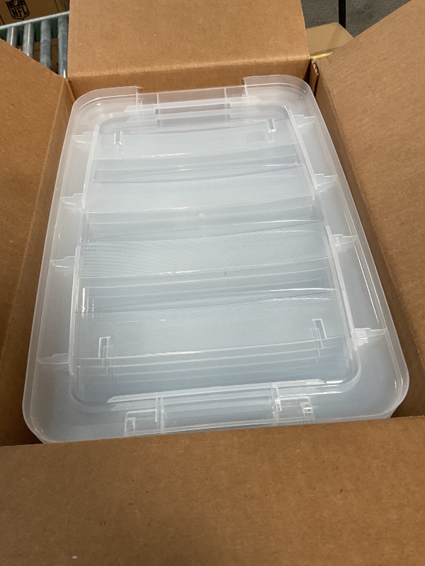 Photo 1 of IRIS USA 13 Qt Stackable Plastic Storage Bins with Lids, 6 Pack - BPA-Free, Made in USA - See-Through Organizing Solution, Latches, Durable Nestable Containers, Secure Pull Handle - Clear