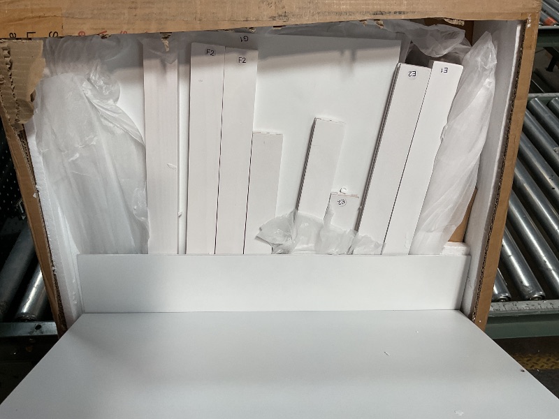 Photo 1 of  BOX 1/2 ONLY DNYN Full Size House Loft Bed for Kids Bedroom,Solid Wood Bedframe with Ladder & Safety Guardrail,Underneath Play-House Design & No Box Spring Needed,Easy Assembly,77.5" x 57.8" x 65", Gray+,White