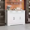 Photo 1 of *PIC AND DESCRIPTION NOT ACCURATE* Farmhouse White Wooden Tabletop 43 in. Kitchen Island with Drawers