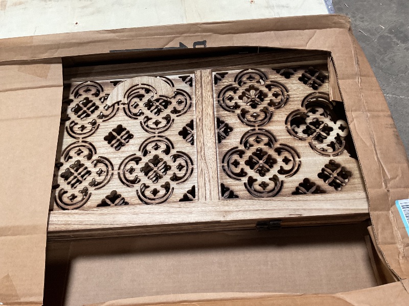 Photo 1 of **MAJOR DAMAGE AT THE TOP/FOR PARTS** Carved Wood Room Divider 6 Panel,5.57 FT Tall Wooden Room Divider 67 in,Folding Room Dividers Screen for Room Separation Home Office Garden Terrace (Antique Brown)