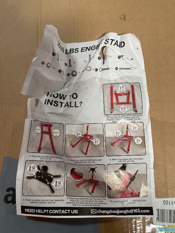 Photo 1 of **UNKNOWN MISSING/ DAMAGED PARTS** Engine Stand, 2000LBS Capacity Engine Motor Stand with 360-Degree Rotating Head,6 Casters, 4 Adjustable Arms,Folding Heavy-Duty Steel Engine Lift Stand for Auto Motor Repair Black