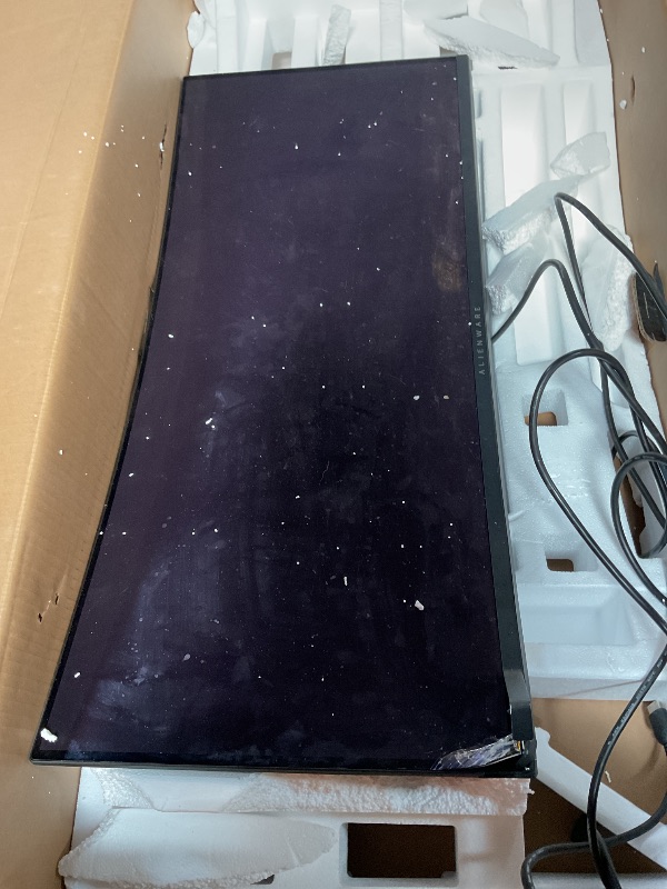 Photo 1 of * BROKEN* Alienware AW3423DWF Curved QD-OLED Gaming Monitor - 34-inch Quantum Dot OLED 0.1Ms 165Hz 21:9 Curved Display, 99.3% DCI-P3 Color Gamut, VESA DisplayHDR True Black 400, AMD FreeSync Premium Pro - Black