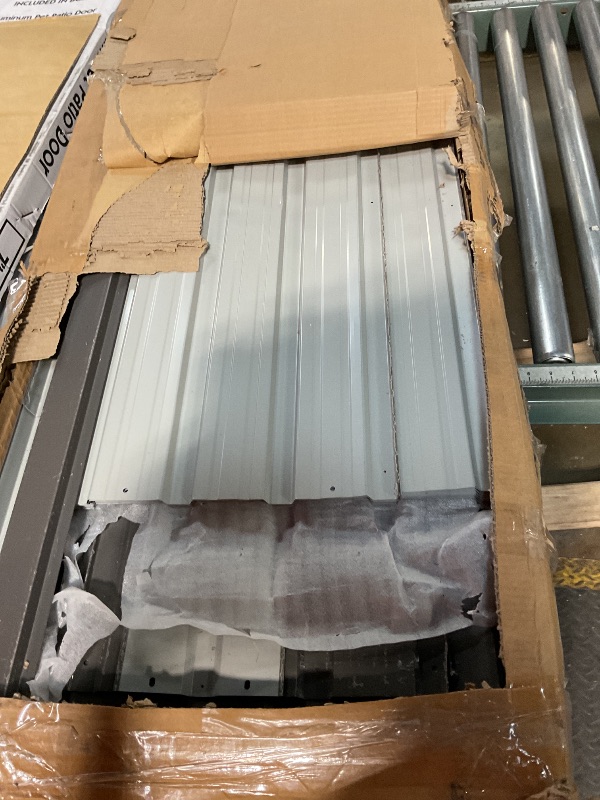 Photo 1 of **FOR PARTS ONLY/HAS SOME BENT PIECES** 5’ x 10’ Motorcycle Storage Sheds, Metal Shelter & Garage with Windows and Lockable Door Handle, Heavy Duty Vehicle Shed for All Weather, Anthracite with White Trim