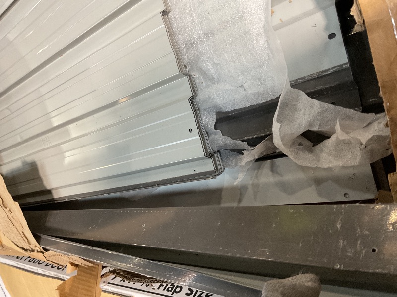 Photo 1 of **FOR PARTS ONLY/HAS SOME BENT PIECES** 5’ x 10’ Motorcycle Storage Sheds, Metal Shelter & Garage with Windows and Lockable Door Handle, Heavy Duty Vehicle Shed for All Weather, Anthracite with White Trim