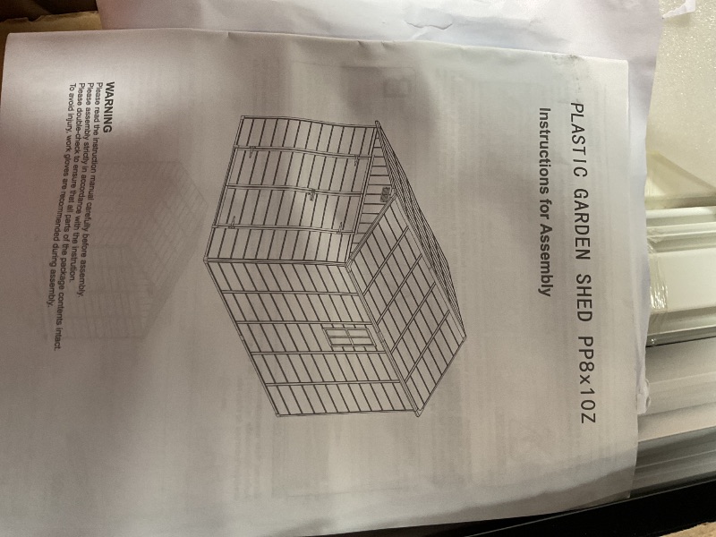 Photo 1 of **PARTIAL SET BOX 4 OF 4 ** 8x10 FT Outdoor Storage Resin Shed with Floor,Waterproof Plastic Garden Bike Shed with Lockable Door, Sloped Roof, Vents & Windows, Easy Assembly Tool Shed for Lawn, Backyard, Patio, Grey