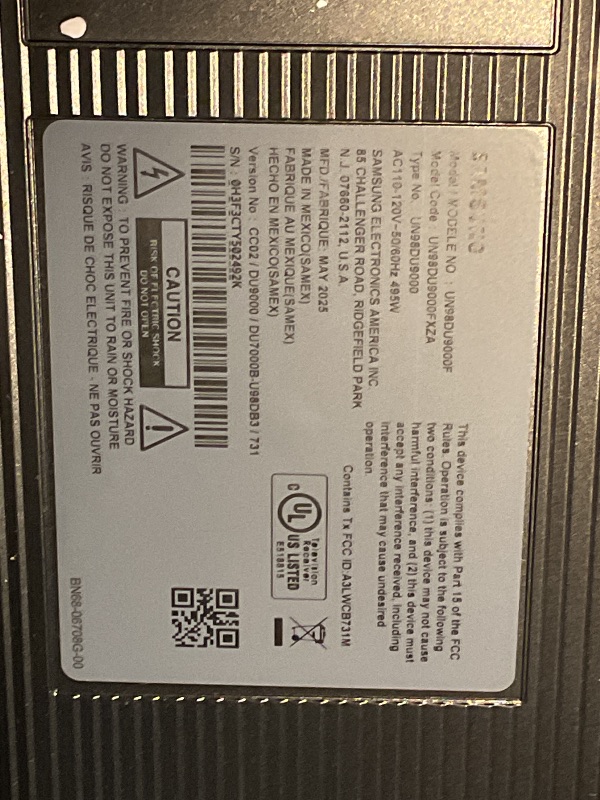 Photo 1 of **FOR PARTS ONLY/NON-FUNCTIONAL** Samsung 98-Inch Class 4K Crystal UHD DU9000 Series HDR Smart TV, Object Tracking Sound Lite, Motion Xcelerator 120Hz, Supersize Picture Enhancer, Mega Contrast, Alexa Built-In (UN98DU9000, 2024 Model)