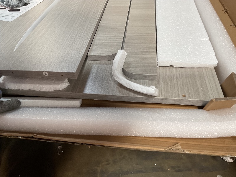 Photo 1 of 2-Tier Washer and Dryer Countertop with 2.75" H Guard,58" W x 28" D Laundry Countertop Cover with Non-Slip Pad,Large Space Laundry Topper for Folding Clothes Over Washer and Dryer-Stripe Gray