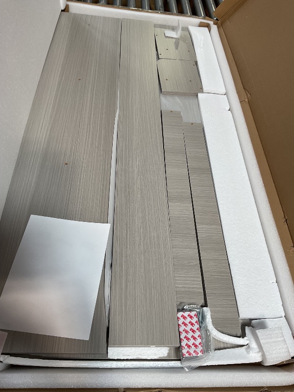 Photo 1 of 2-Tier Washer and Dryer Countertop with 2.75" H Guard,58" W x 28" D Laundry Countertop Cover with Non-Slip Pad,Large Space Laundry Topper for Folding Clothes Over Washer and Dryer-Stripe Gray