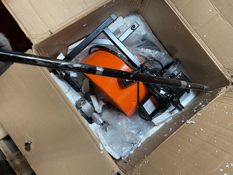 Photo 1 of ****FOR PARTS ONLY/ SEE NOTES**** VEVOR 100 FT x 1/2 Inch Drain Cleaner Machine, Sewer Snake Auger Auto Feed with 4 Cutter & Air-activated Foot Switch for 2" to 4" Pipes, Orange, Black