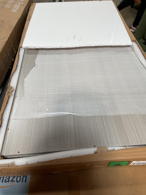 Photo 1 of 2-Tier Washer and Dryer Countertop with 2.75" H Guard,58" W x 28" D Laundry Countertop Cover with Non-Slip Pad,Large Space Laundry Topper for Folding Clothes Over Washer and Dryer-Stripe Gray