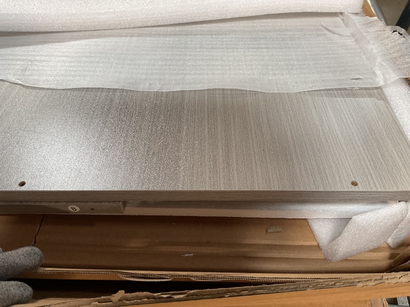 Photo 1 of 2-Tier Washer and Dryer Countertop with 2.75" H Guard,58" W x 28" D Laundry Countertop Cover with Non-Slip Pad,Large Space Laundry Topper for Folding Clothes Over Washer and Dryer-Stripe Gray