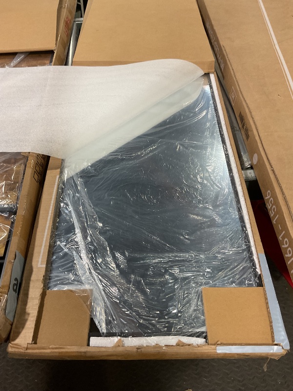 Photo 1 of 14" W x 36" H Contemporary Rectangular Metal Framed Bathroom Wall Mirror