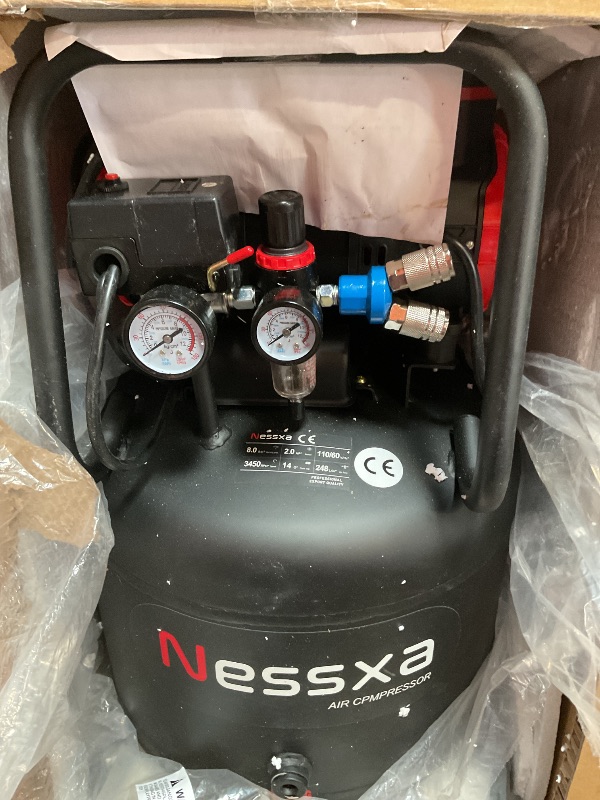 Photo 1 of 14 Gallon Ultra Quiet Air Compressor with 2 Quick Couplers 2HP 8.75 CFM, Max 115 PSI Pressure Oil-Free Air Compressor Tank, 70dB Quiet Compressor for Auto Repair, Tire Inflation 110V/60hz